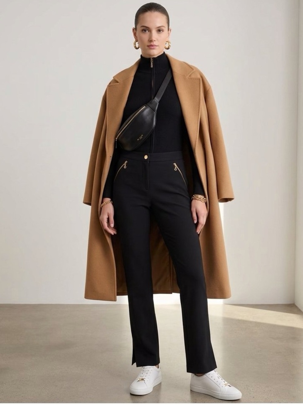 St. John high waist Black Pants with Gold Accents